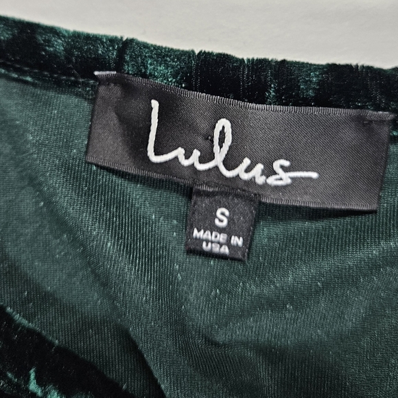 Lulu's Keep Love Alive Crushed Velvet Forest Green Maxi Dress Sz S Keyhole Slit - Picture 11 of 16